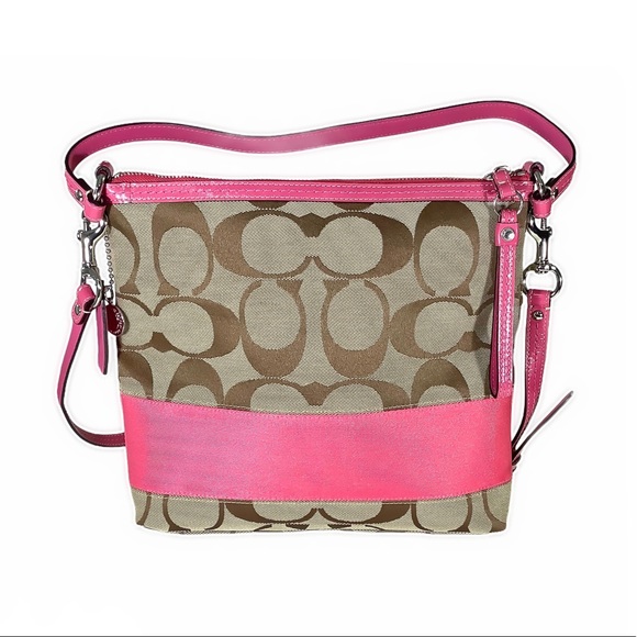 πHPππLIKE π VINTAGE COACH Crossbody Bag w/Pink - Picture 4 of 9